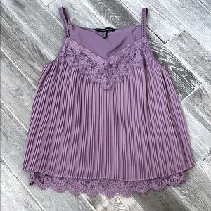 NWOT White House Black Market Purple Pleated Lace Camisole